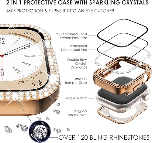 Vista 81 de WINGLE Paquete de 10 fundas protectoras de pantalla para Apple Watch de 1.575 pulgadas SE 3/2/1 Series 6 5 4 con vidrio templado, carcasas Paquete