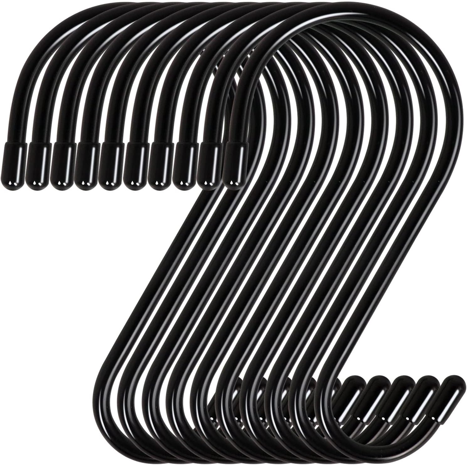 6 Inch Large S Hooks, 10 Pack Black Heavy Duty, Matte S Shaped Hooks for Hanging Plants, Clothes, Kitchen Utensils, Towels, Jeans, Hats, Light