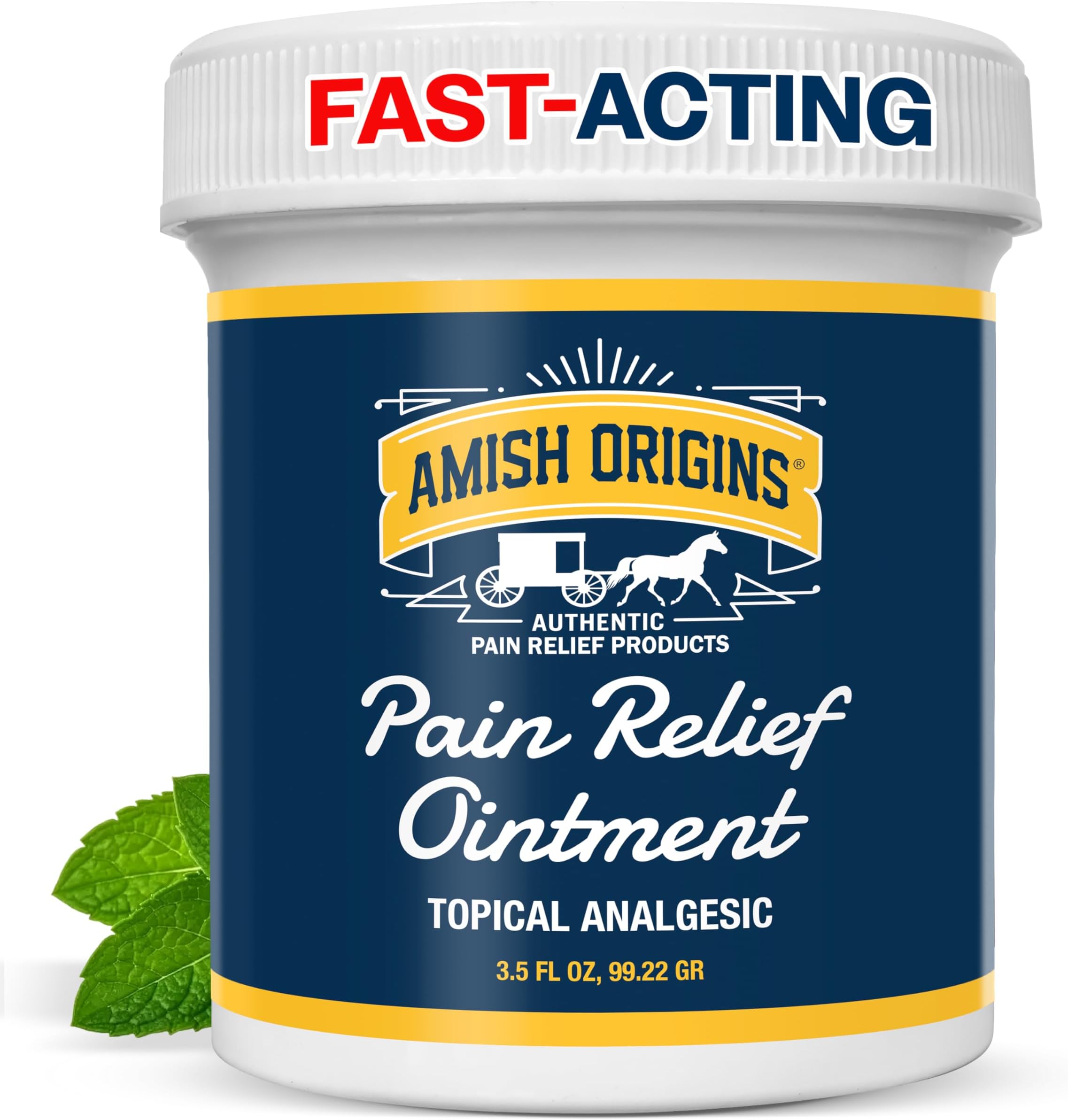 Amish Origins Pain Relief Ointment 3.5 oz Maximum Strength All Natural Discomfort Reliever for Joint, Muscle, Knee, Back, Neuropathy