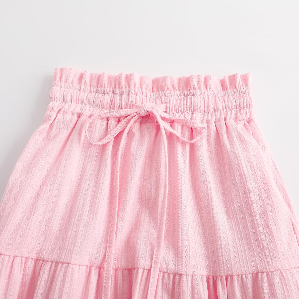 Girls Girls Maxi Skirts High Waisted Long Skirt Ruffled Drawstring Tiered Skirts with Pocket - Image 3