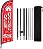 Open House Flags for Real Estate Agents With Pole Kit and Ground Stake 8Ft, Signs for Outside, Banner BlackWhiteRed