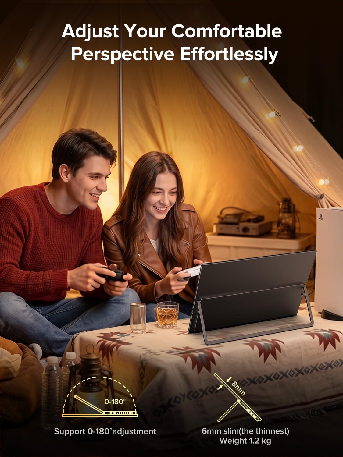UPERFECT 18.5" Przenośny Monitor Dotykowy 120Hz Monitor do Gier, 10 Punktów Dotykowych FHD HDR FreeSync, Regulowany 180 ° Wsparcie i VESA, Drugi monitor podróżny do laptopa, PC i konsol do gier