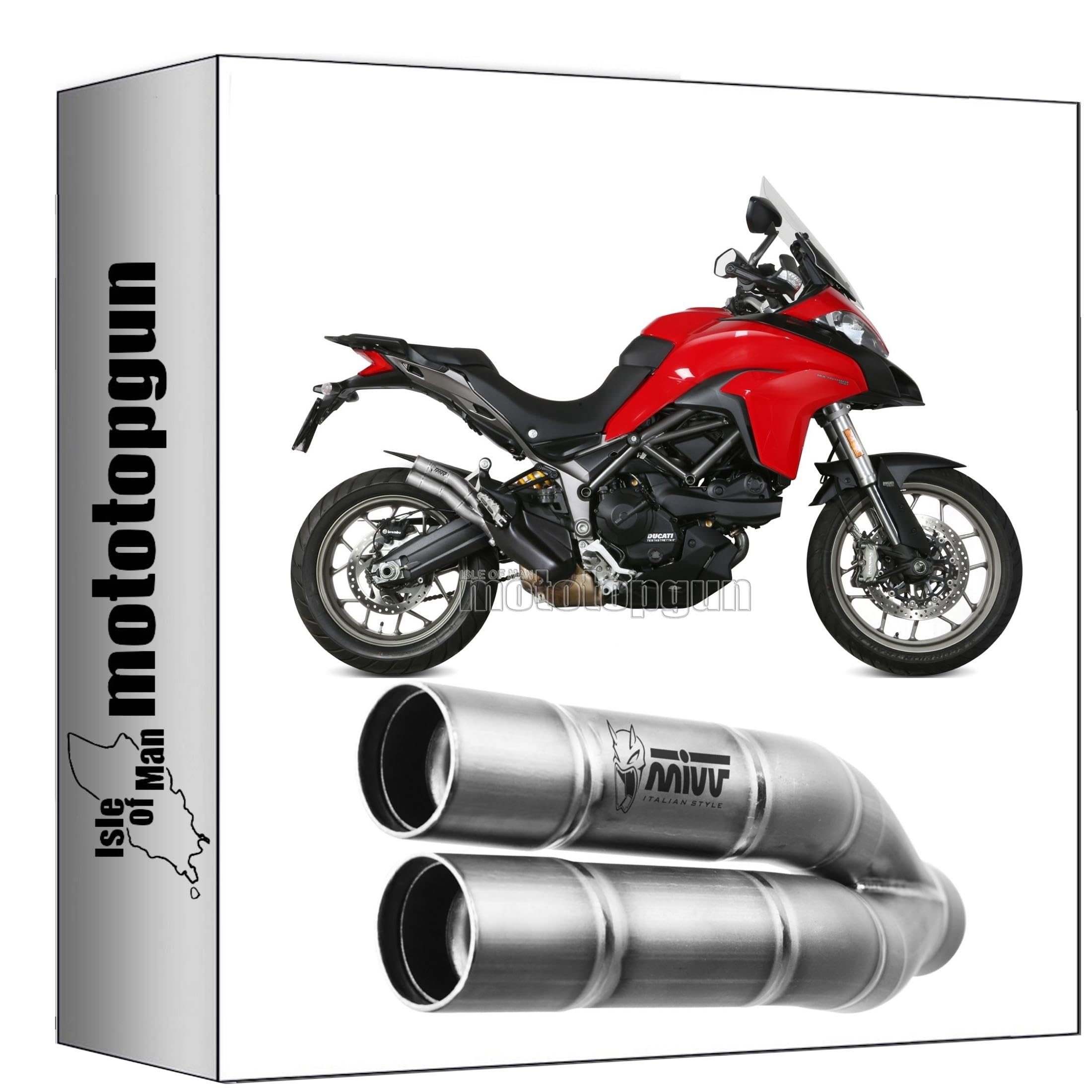 mivv scarico omologato cat-oem double gun inox compatibile con ducati multistrada 950 / s 2017 2018 2019 2020 2021 mototopgun