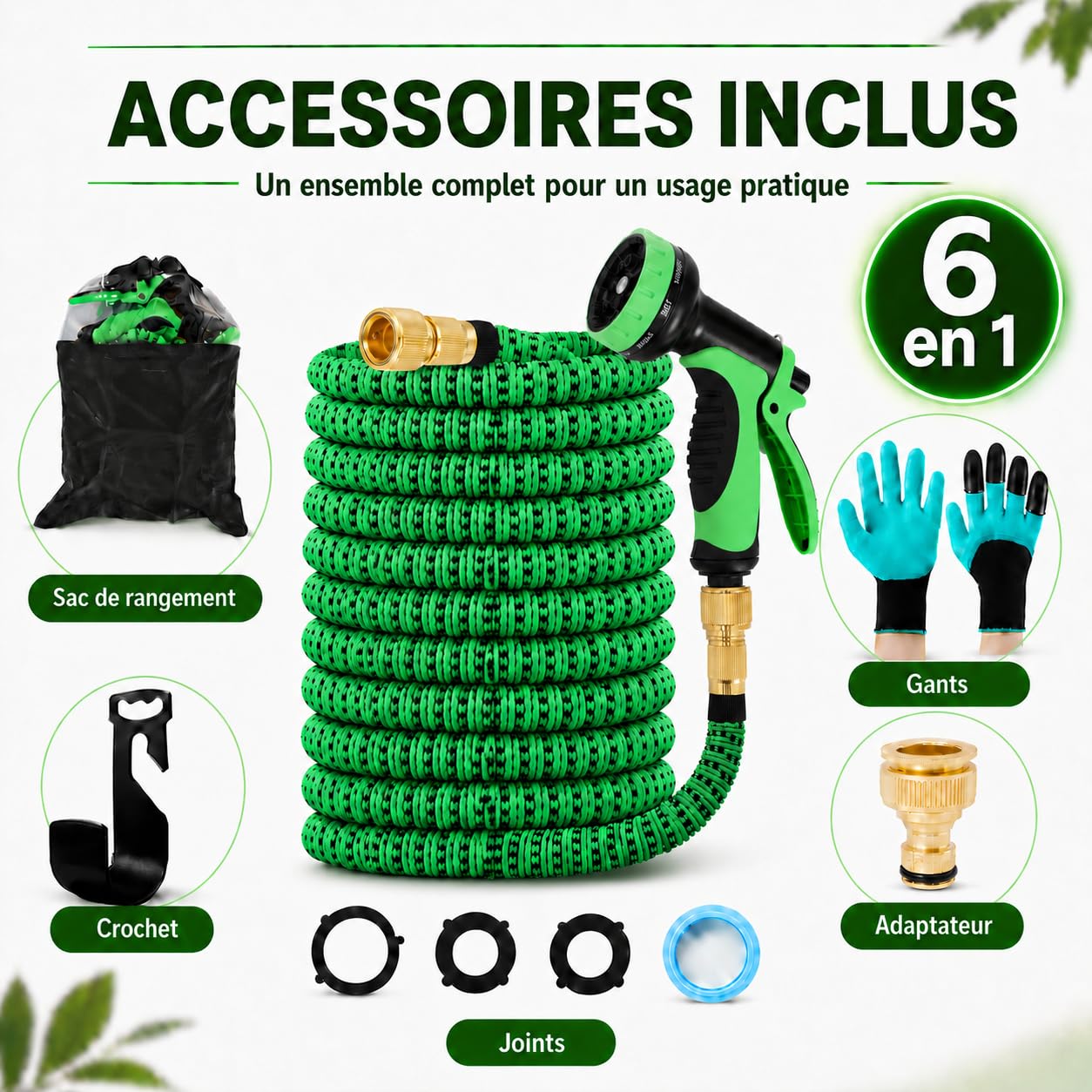 Tuyau d'Arrosage Extensible 30M avec Enrouleur Automatique, Tuyau Jardin Professionnel Retractable 10 Modes, TPE 2500D Renforcé, Raccord Métal Antifuite, pour Grand Jardin, Lavage Maison & Voiture
