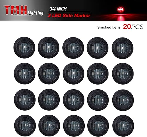 Miniatura 61 de TMH Paquete de 20 lentes ahumadas de 3/4 pulgadas LED blanco DC 12 V luz indicadora lateral redonda luz indicadora de liquidación lámpara de bala