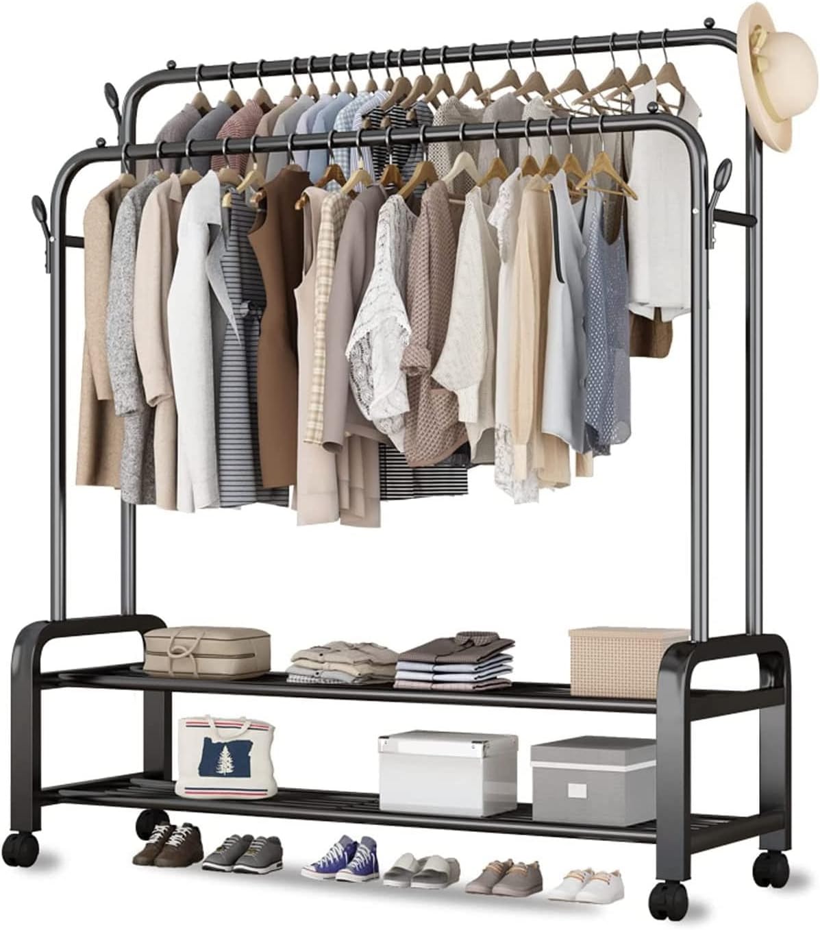 Coat Storage Rails Amazon.com: BLUNOA Double Clothes Rail Heavy Duty Metal Coat Stand ...