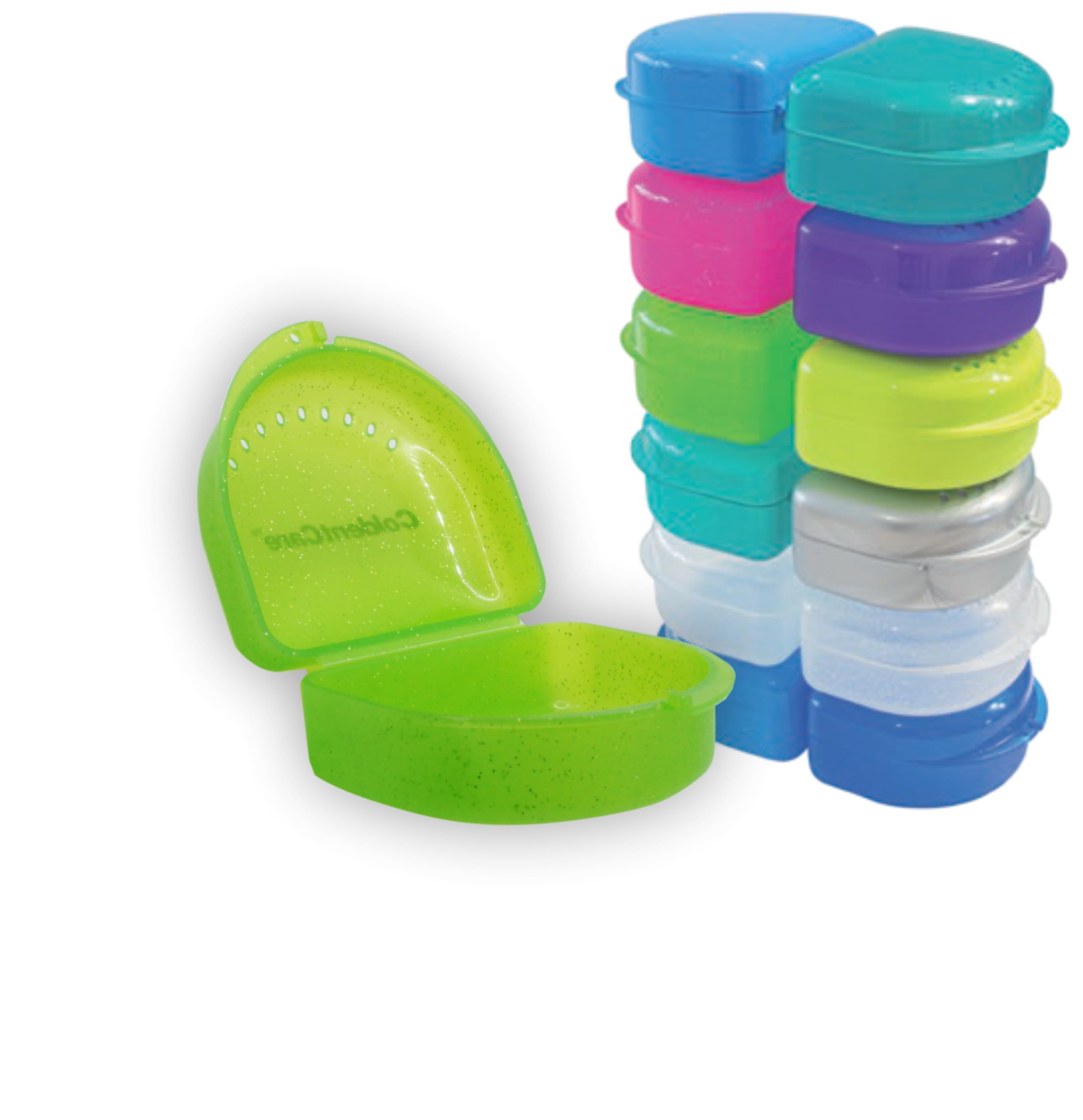 Assorted pack of 12 Retainer Double box with Vent Holes, Retainer Case, Denture Case, Durable & Similar Mouth Guard Case compatible with Invisalign- Tight Snap Lock, Easy to Use