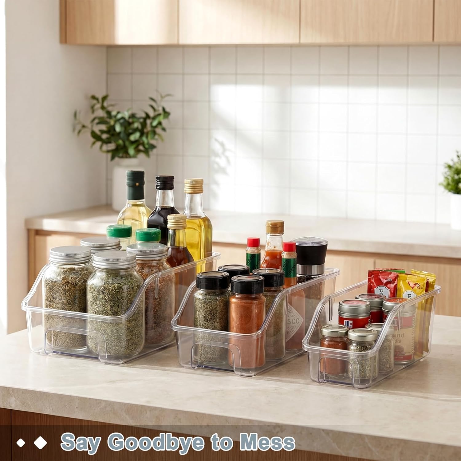 LemonRoad 12 Packs Clear Freezer Organizer Bins with Handle Pantry Vegetable Organizers and Storage Stackable Open Front Fridge Storage Egg Salad Containers for Kitchen Refrigerator Cabinet Closet