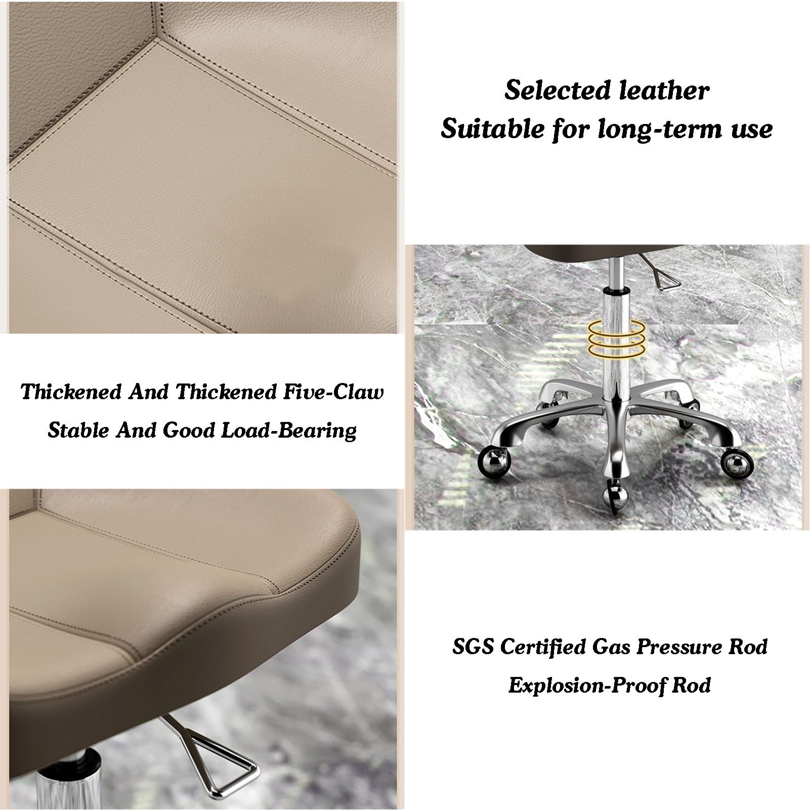 Taburete ergonómico con ruedas, silla giratoria ajustable en altura, resistente para oficina, laboratorio, salón