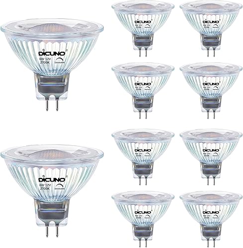 Miniatura 10 de DiCUNO Bombilla LED MR16 regulable, equivalente a 60 W, blanco natural de 4000 K, bombilla base GU5.3 de 6 W, ángulo de haz de 40 grados, 650 lm, 12