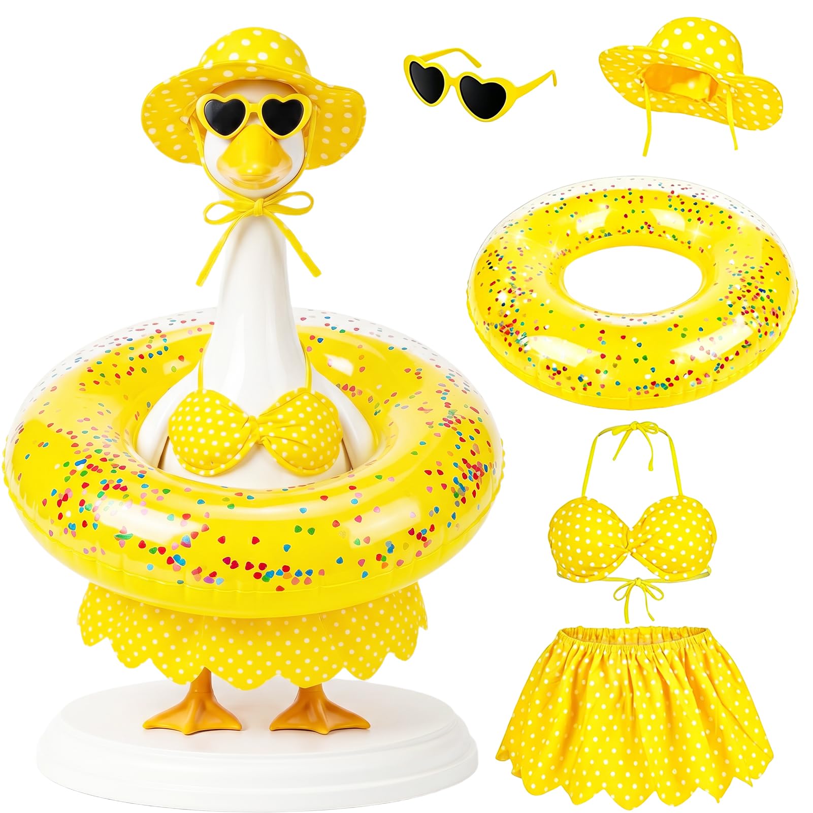 Traje de ganso de bikini para estatua de 23 pulgadas con gafas y sombrero de verano