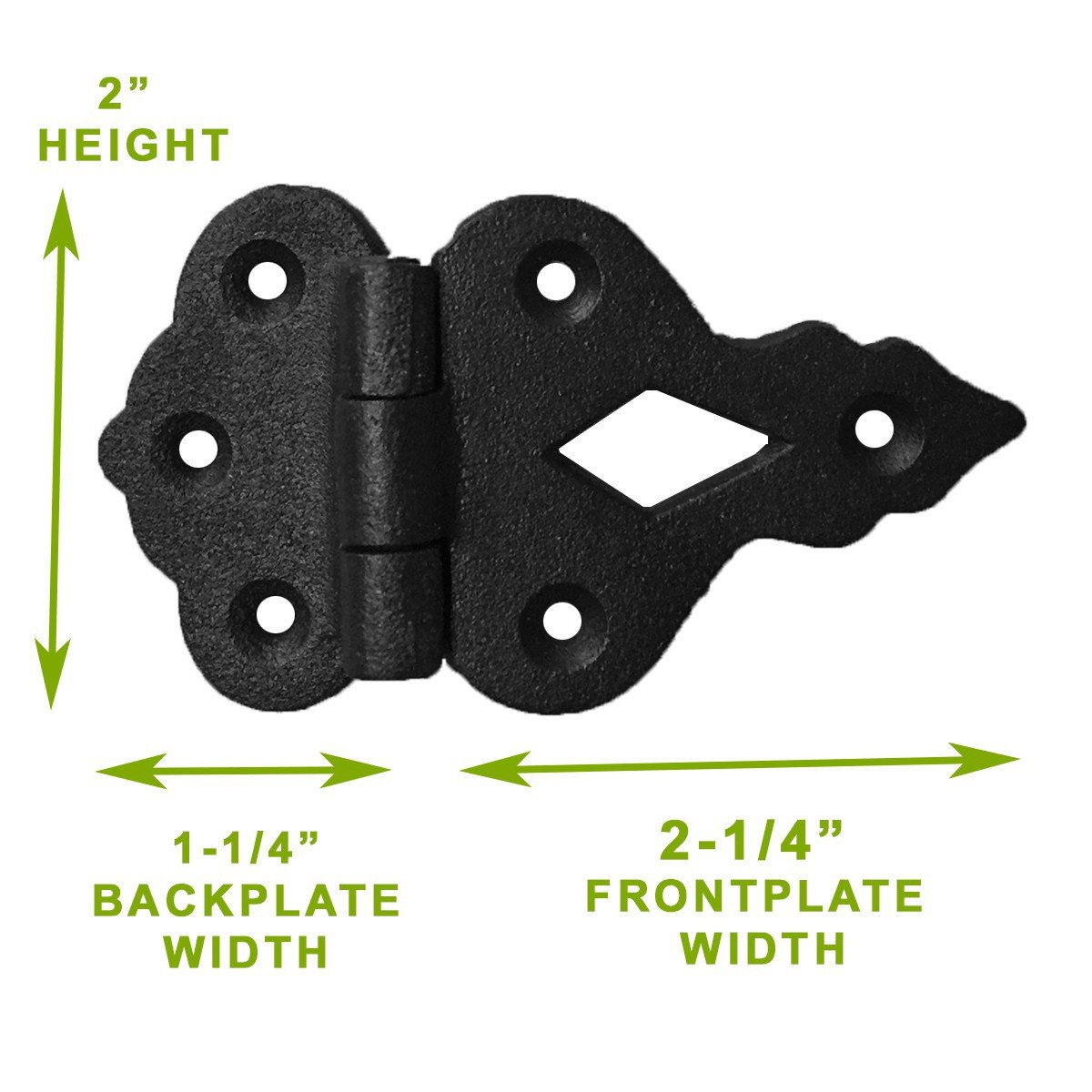 Renovators Supply Manufacturing Hoosier zawias do szafki 3/20.3 cm, przesunięty czarny zawias z kutego żelaza do montażu podtynkowego do szafek kuchennych z okuciami montażowymi, 4 sztuki