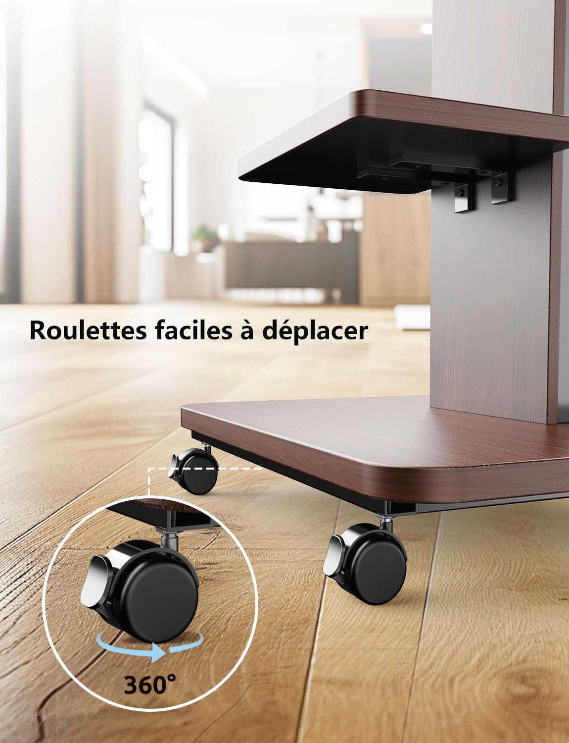 Supporto TV su base pavimento con ruote per schermo da 32 a 75 pollici/LCD/LED/Plasma,Carrello TV con roulette con scaffalatura, regolabile in altezza può sopportare fino a 60 kg, VESA 200 x