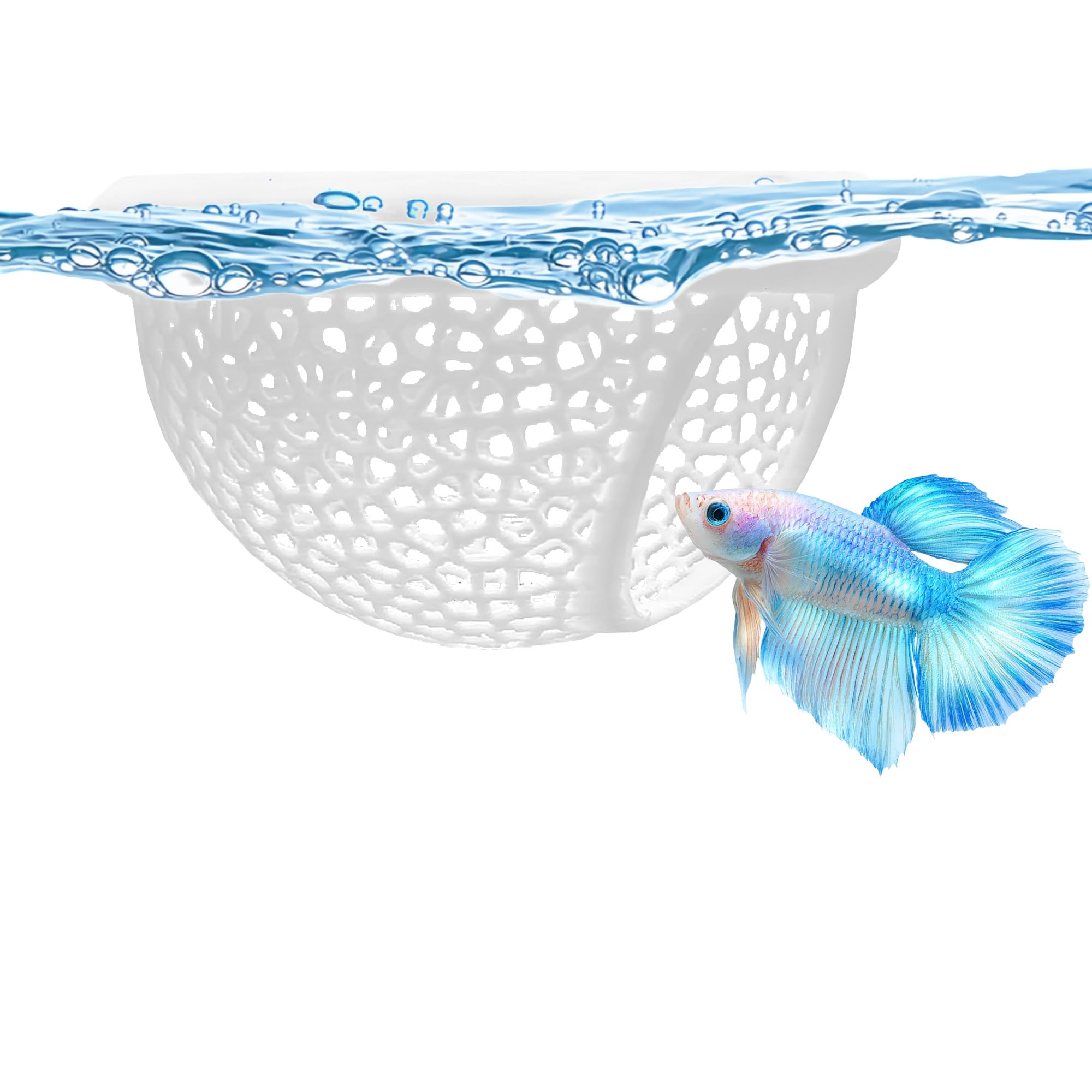 SpringSmart Floating Betta Hide Cave - 3D Printed Aquarium Feeding Ring, Beta Fish Hammock, Aquarium Hideout for Shrimp, Guppies and Small Fish (White*1PC)