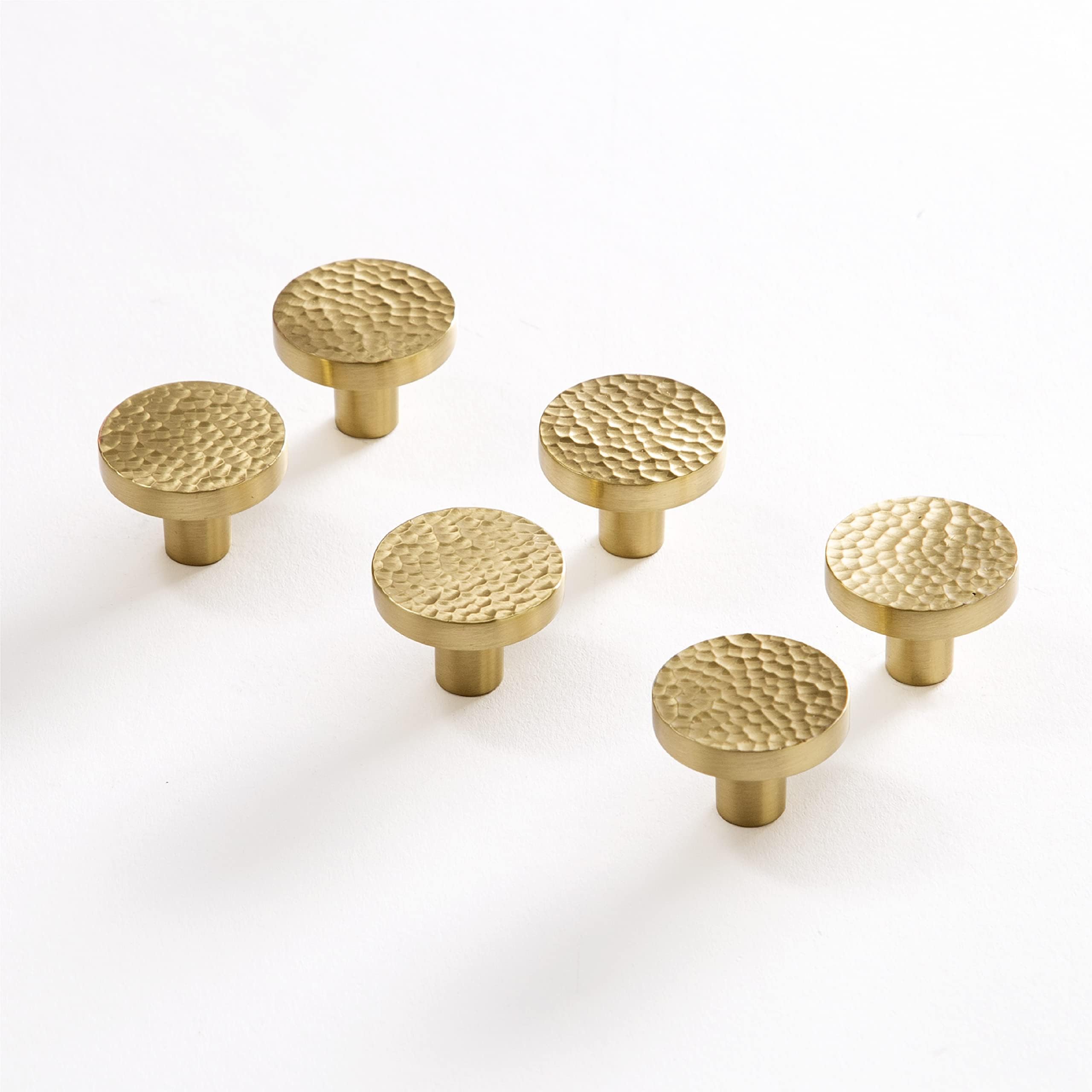 BINO | 6-Pack Cabinet Knobs - 1.1" Diameter (28mm), Brass | Dresser Knobs | Drawer Knobs | Kitchen Cabinet Knobs for Cabinets and Drawers | Knobs for Dresser Drawers | Cabinet Door Knobs