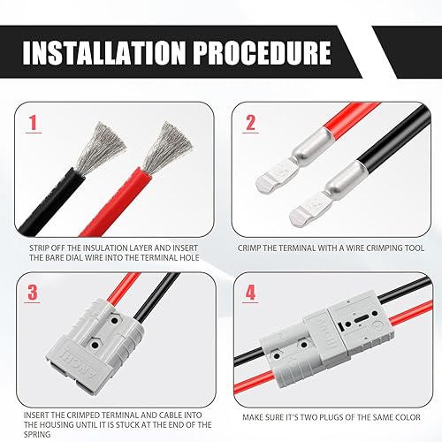 Miniatura 3 de 2 conectores de cable de enchufe de carretilla elevadora, cable IP66 50A de conexión rápidadesconexión con cubierta antipolvo, juego de enchufes de