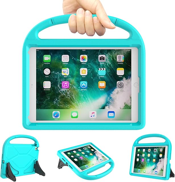 TrendGate Case for New iPad 9.7 Inch 2018/2017 iPad 6th/5th Generation-Lightweight Shockproof Kids iPad Cover with Handle and Kickstand for iPad Air/iPad Air 2/iPad Pro 9.7 Inch Tablet - Turquoise