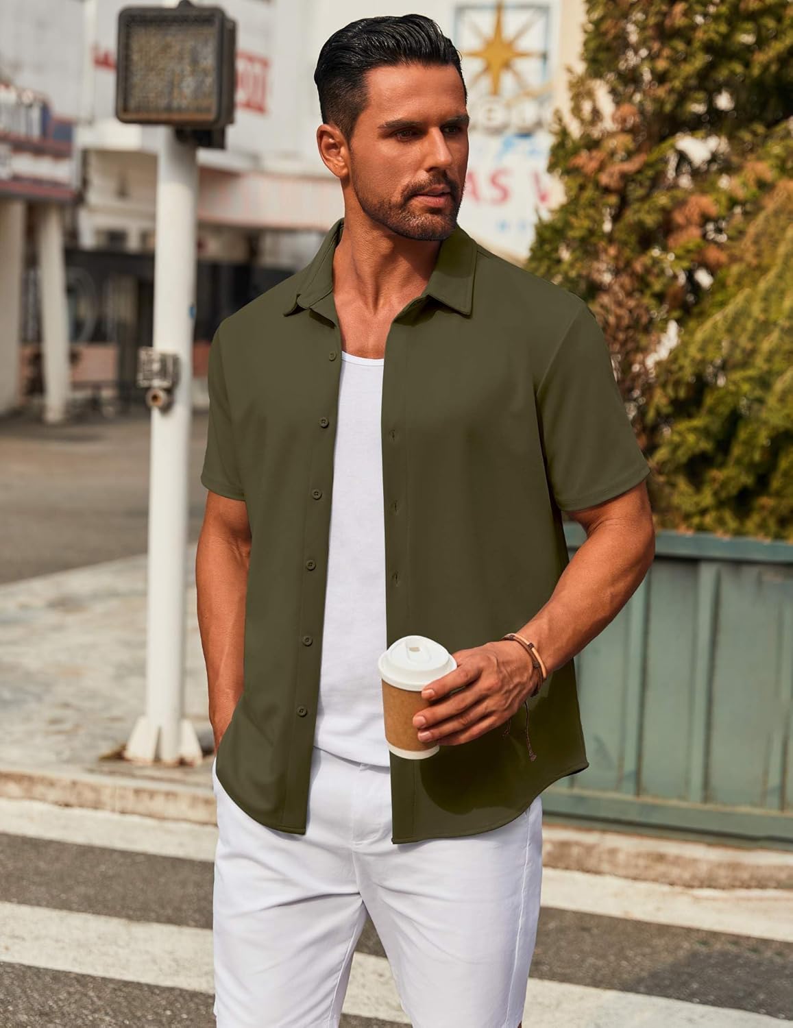 COOFANDY Men's Casual Button Down Short Sleeve Shirts Untucked Wrinkle Free Shirt Stretch Dress Shirts - Image 4