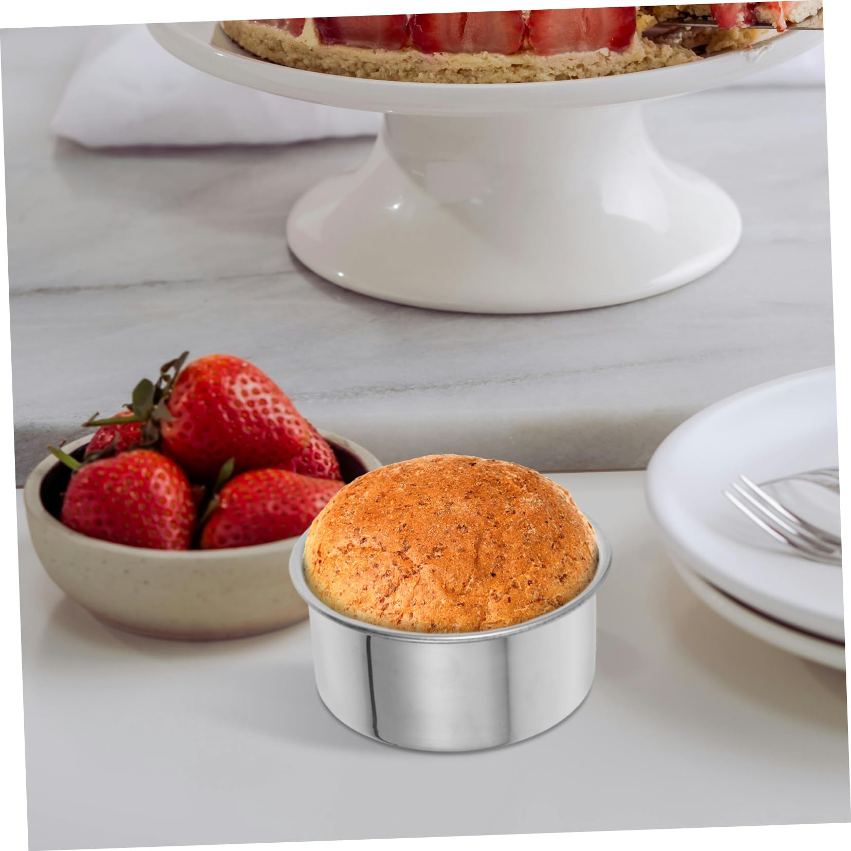 3pezzi Teglia Rotonda in Acciaio Inox per Torte Mini Teglie da Forno per Mini Torte e Crostate Teglie Riutilizzabili per Cottura Facile