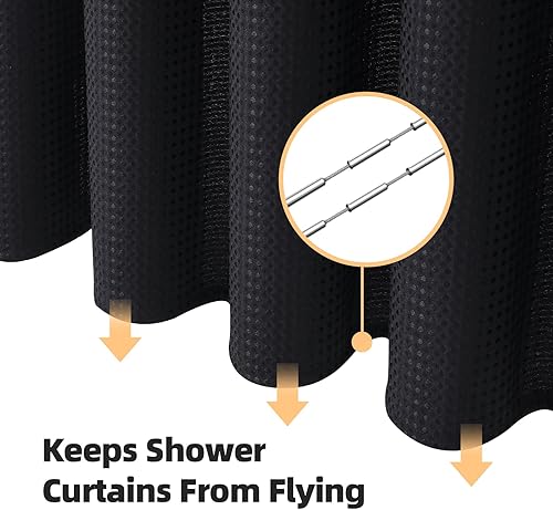 Miniatura 4 de LaCyan Juego de cortina de ducha impermeable 3 en 1 y forro transparente con 12 ganchos de acero inoxidable de doble cara para baño, 72 pulgadas,