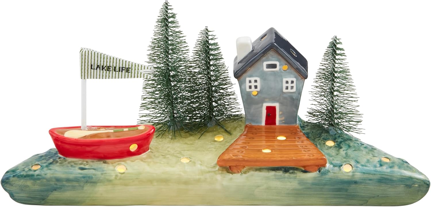 Mud Pie Large Lake Led Sitter; 4 3/4" X 10 1/4"