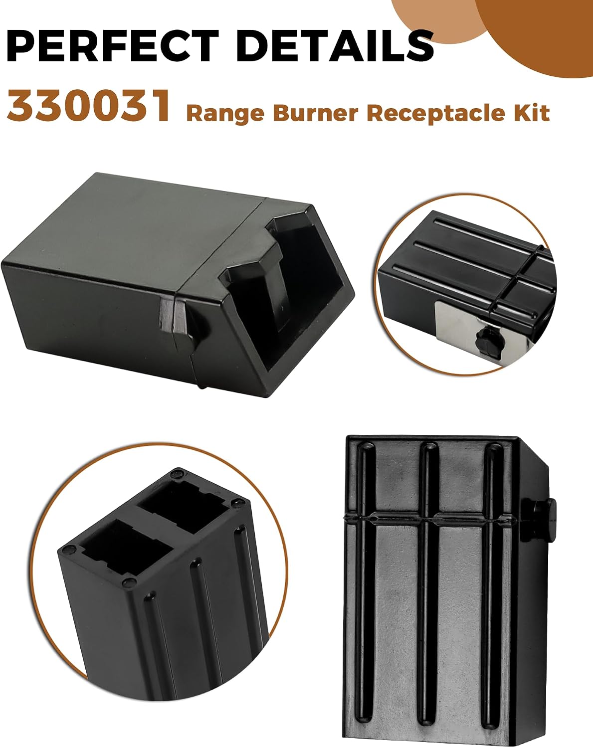 4 Pack 330031 Range Burner Receptacle Kit ERR117 Surface Element Plug-in Block Kit Fit for Whirl-Pool Ken-More Frigi-daire Stove, Replaces WB17X210 5303935058 814399 WB17X210 by Fetechmate