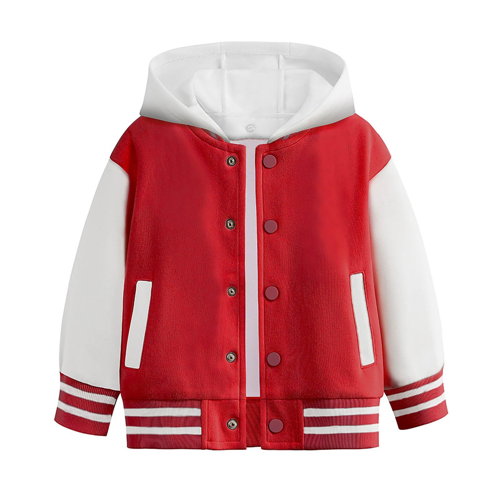 Genérico Abrigo Plumas Niño - Abrigo Deportivo Infantil con Capucha Estilo Béisbol Y Diseño En Bloques De Colores para Temporada Otoño Primavera