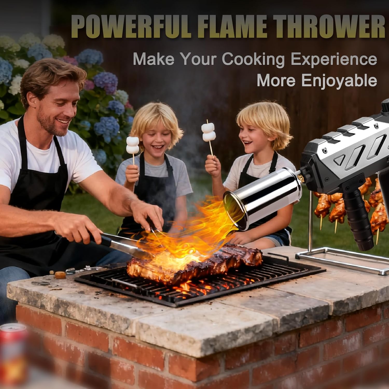 Adjustable Propane Torch Gun – High-Temperature Flame Thrower for Soldering, Welding, Gardening, and Outdoor Cooking – Detachable Design, Easy to Use and Portable (Silver-Black)