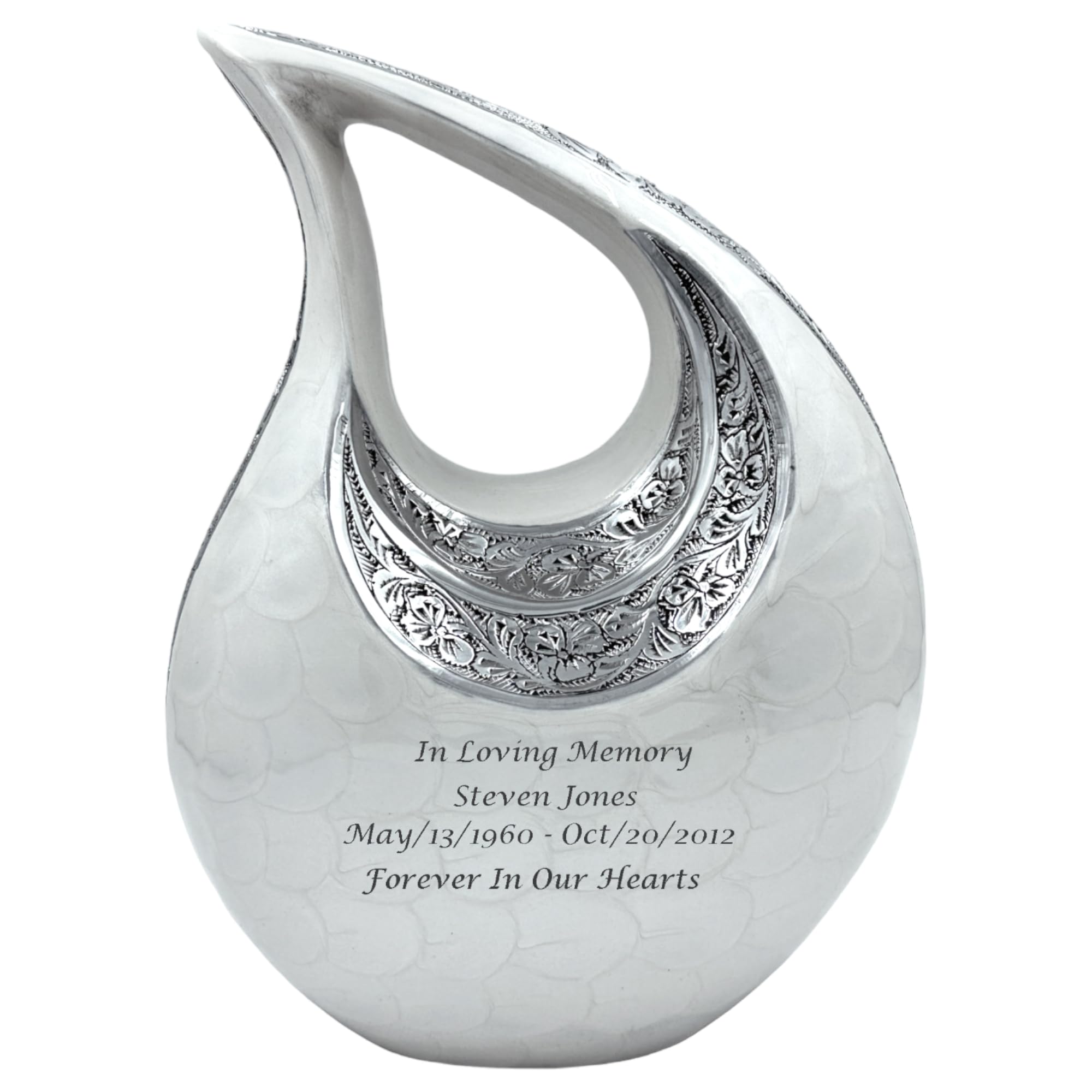 Beautiful White Cremation Urn With Velvet Bag - Personalized Urns - Unique Cremation Urn - Memorial, Engravable Urns For Ashes