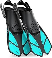 Greatever Adjustable Open Heel Snorkel Fins - Travel Size Short Swim Flippers for Snorkeling Diving Swimming Men Women