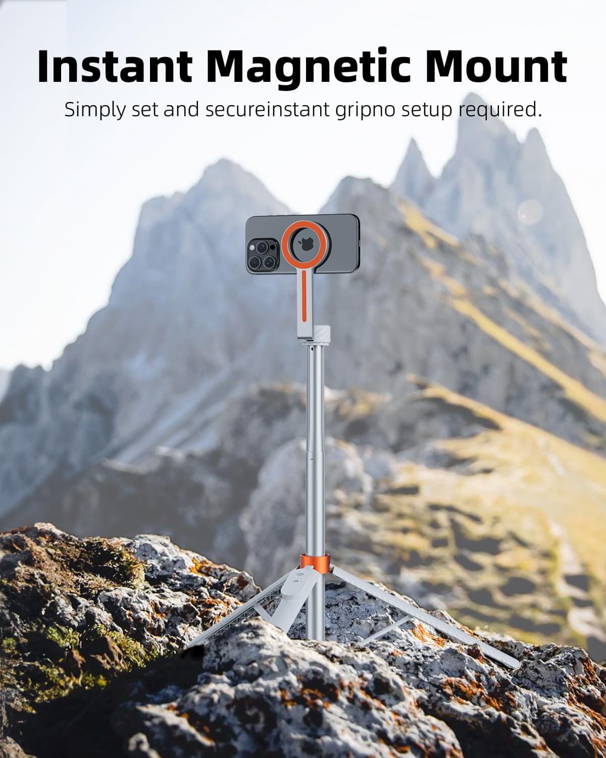 TODI 65" Magnetic Tripod for iPhone with Remote, Selfie Stick for iPhone Magsafe, Cell Phone Tripod Stand for Recording, Travel Tripod Compatible with 16/15/14/13/12 Series (White) - Image 6