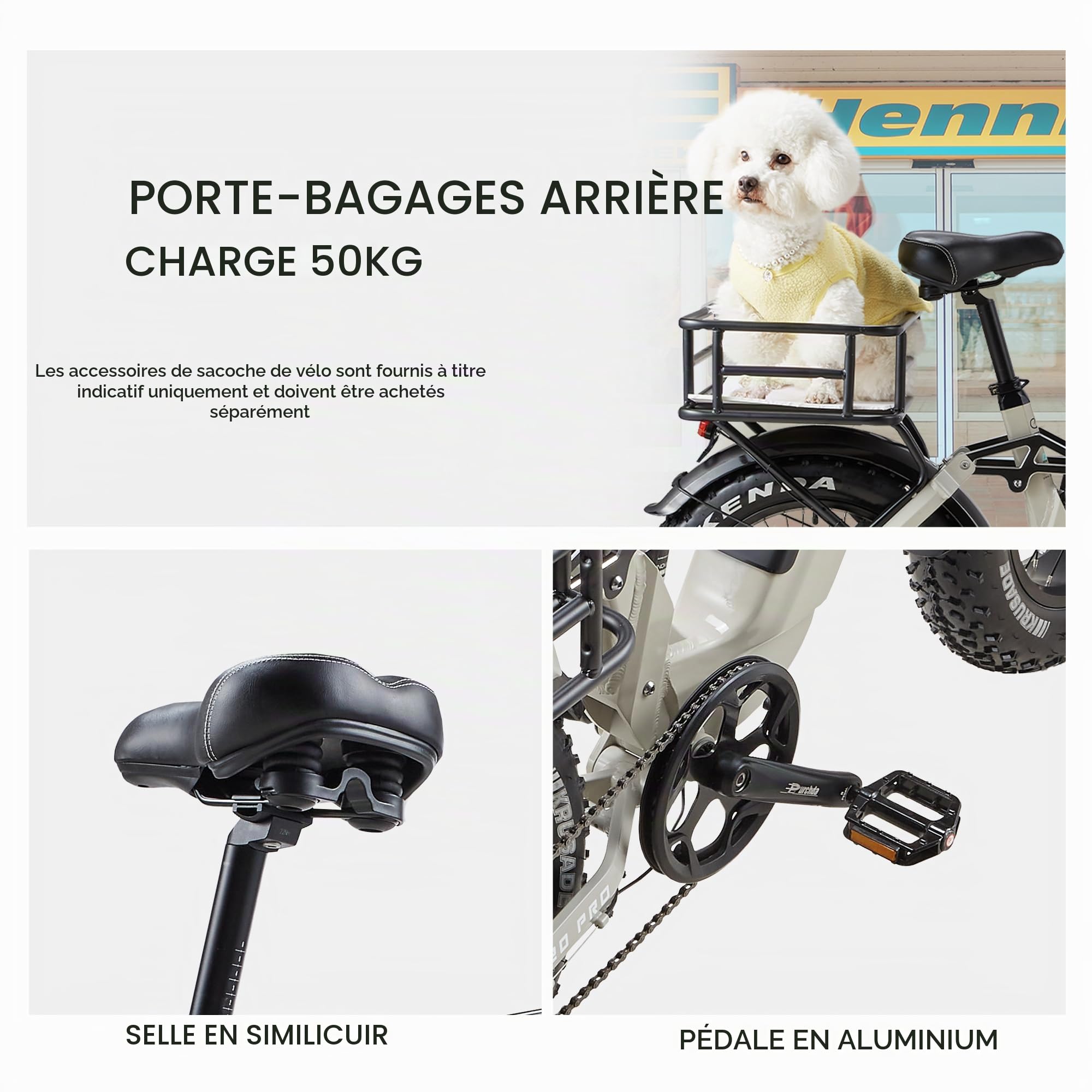 Vélo électrique pour Adultes VTT 20 Pouces E Bike avec Batterie 20 Ah, Double Suspension, 7 Vitesses, Gros Pneus Tout-Terrain, Autonomie jusqu'à 50-80 km