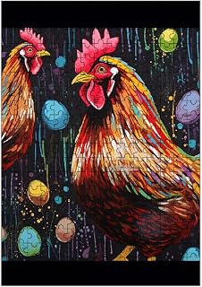 Chicken Print Prints Jigsaw Puzzle, Wooden Puzzle for Adults Family, 300 PCS Family Fun Decorative Game