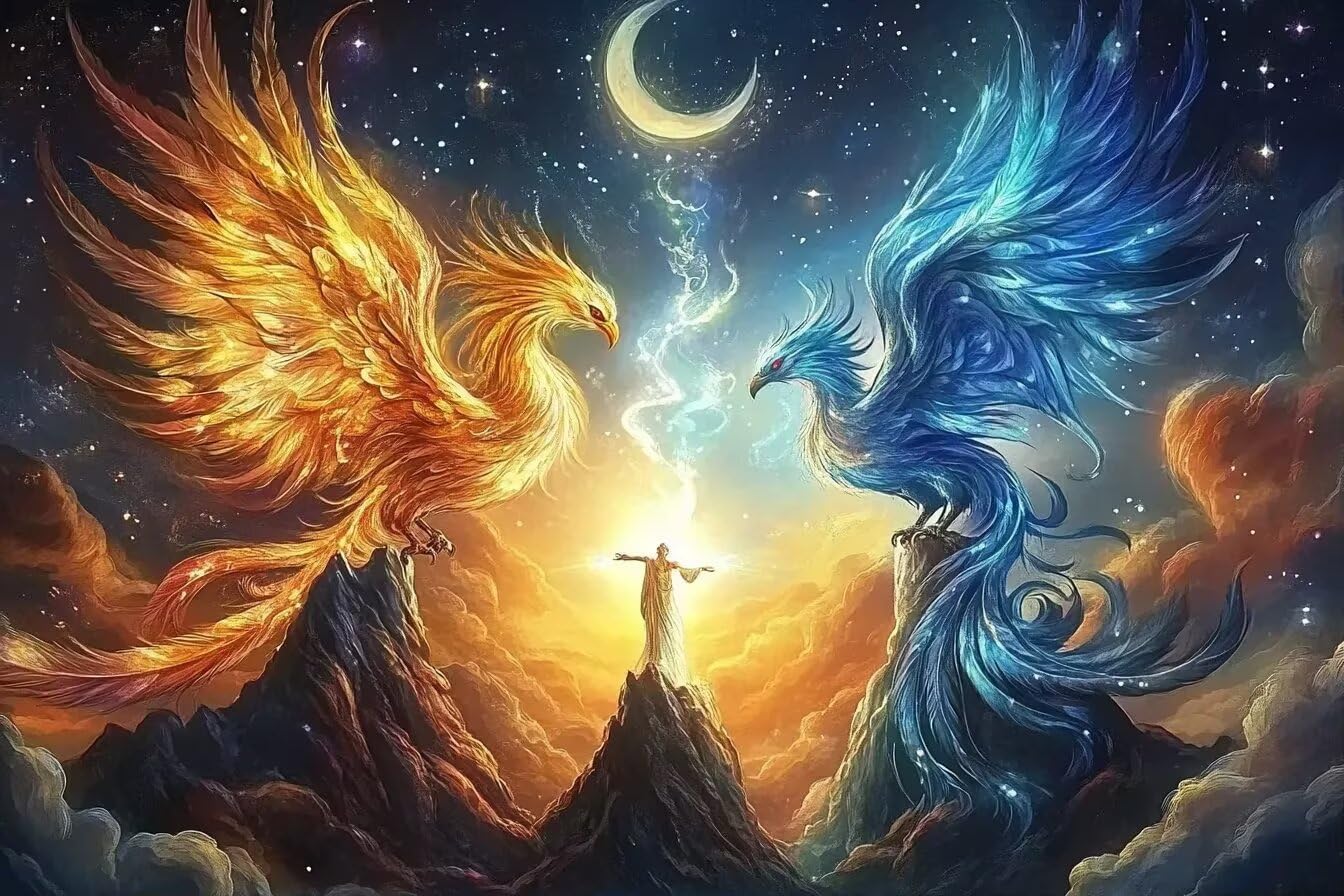 Gold and Blue Phoenix 500 Piece Adult Wooden Puzzle - Achieve a Sense of Accomplishment, Unique Room Decoration & Collectible, Perfect for Relaxation & Creativity