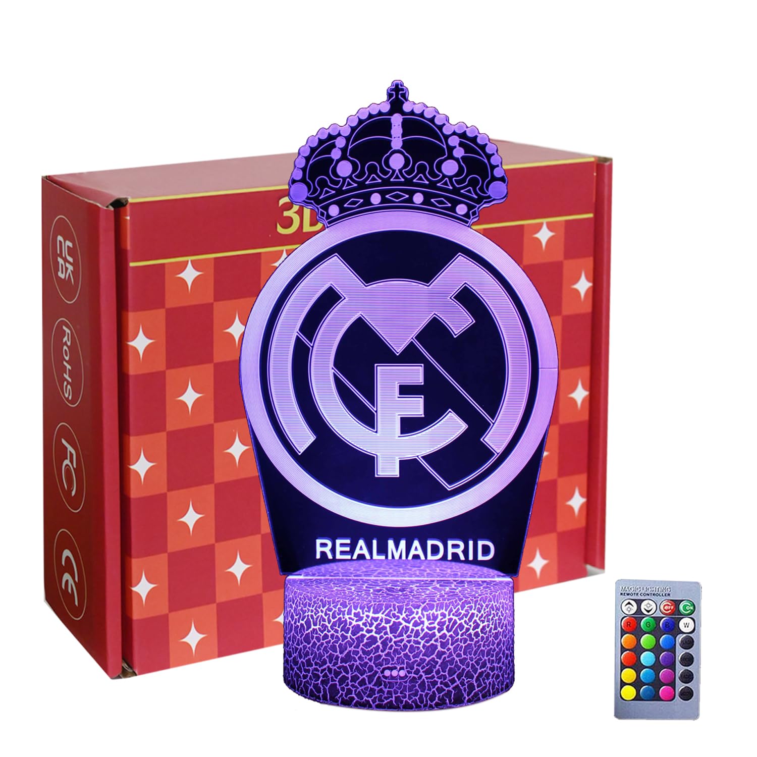 INTUPGD 3D Fútbol Lámpara óptico Illusions Luz Nocturna, LED Tabla Lámpara de Escritorio 16 Colores Cambio de Botón Táctil y Cable USB para Cumpleaños Regalos de Mujer Bebes Hombre Niños Amigas