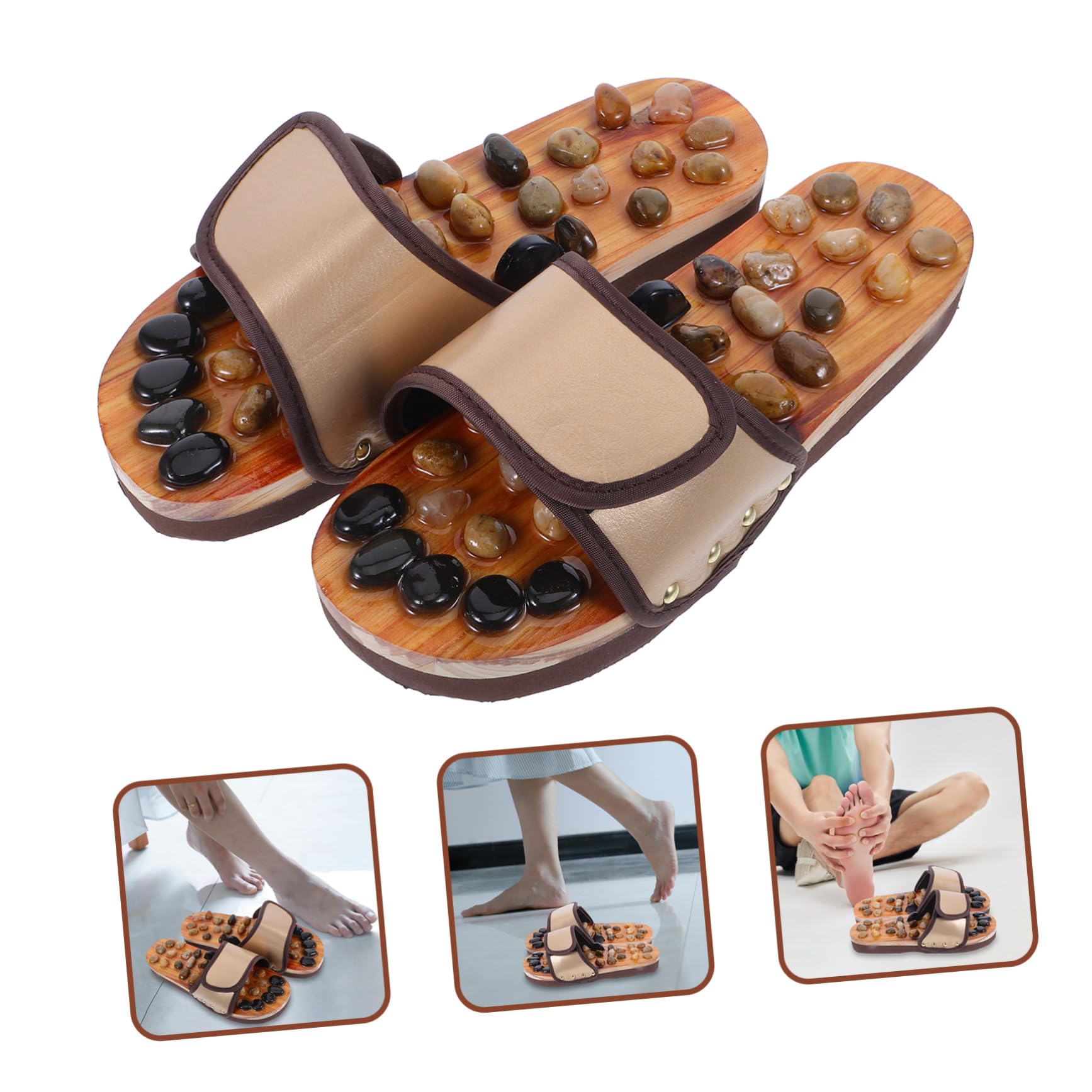 Fußmassage Slipper mit Akupressur pebbles Massagepantoffeln für Herren und Damen Therapie Sandalen zur Durchblutungsförderung Bequeme Wiederverwendbare Hausschuhe