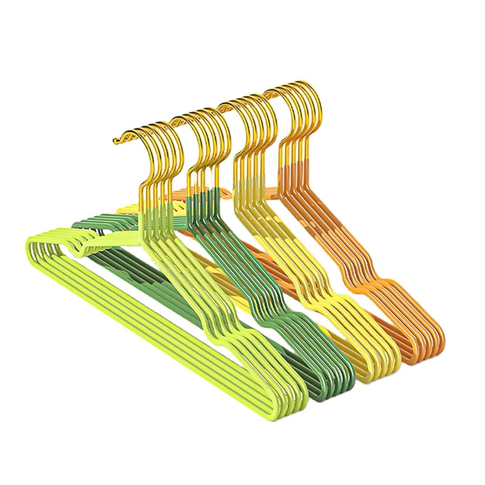 10 Stück Kleiderbügel Kleiderbügel mit Rillen for Lüften von Erwachsenen aus Metall, einfach, dick, rutschfest, Dip-Kunststoff-Kleiderbügel(Orange)