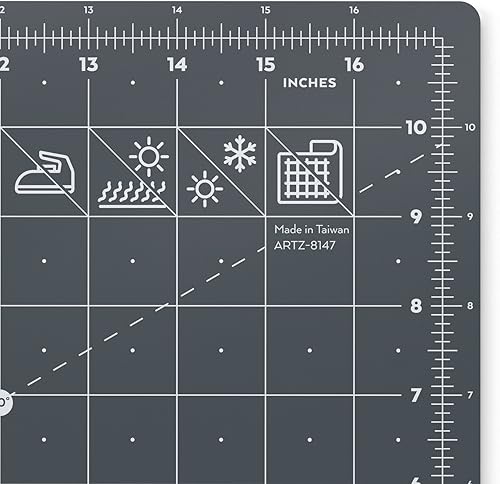 Miniatura 7 de Arteza Tapete de corte giratorio autorreparable, 12 x 18 pulgadas con rejilla y superficie antideslizante para tela, papel, vinilo, plástico,