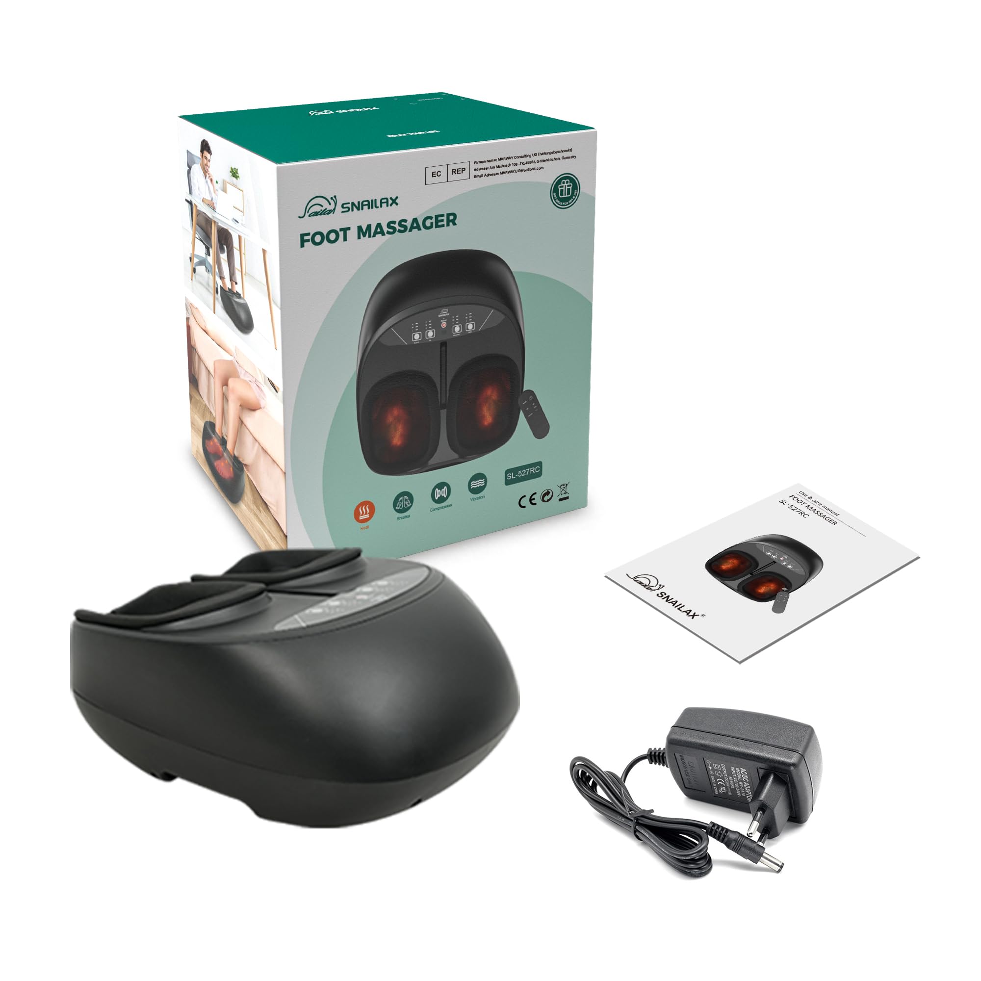 Snailax Masajeador de pies con calor, masajeador de pies Shiatsu con amasado por compresión vibración, masajeador eléctrico para pies, calentador de pies con mando a distancia, regalos para