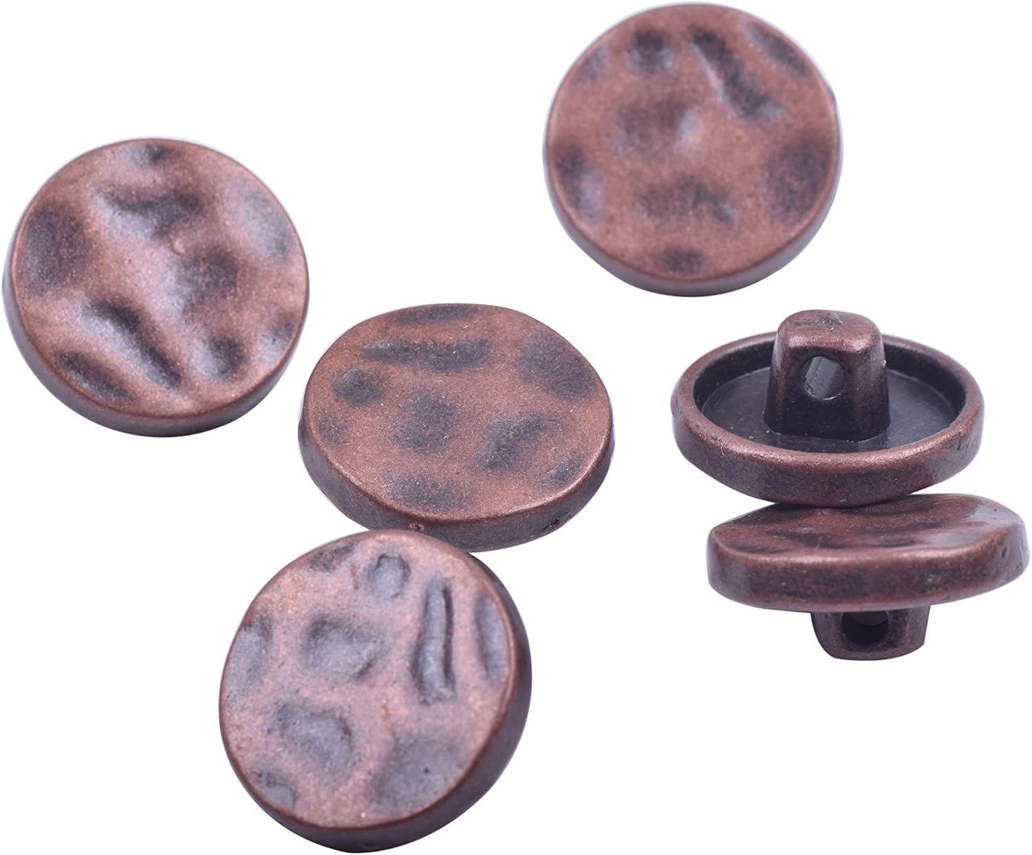 KONMAY 30pcs Antique Copper Metal Buttons Clasp with Shank for Bracelet Wrapping, Sewing,Crafting