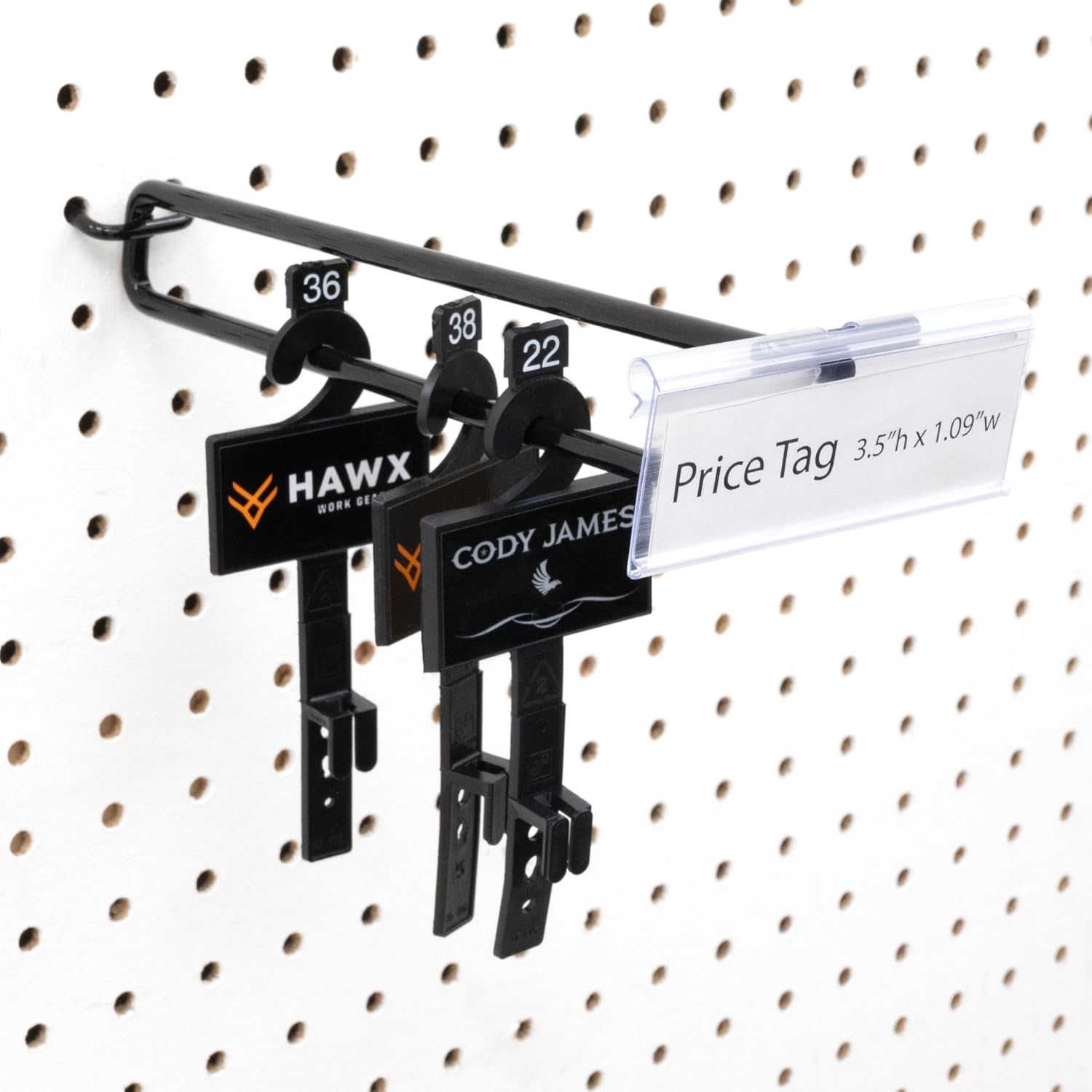 VICTORY DISPLAY & STORE FIXTURE MFG 8-inch Long Slatwall and Pegboard Hook with Attached Price Tag Sign Holder - Holds a 3.5" Wide x 1.25" High Price Tag (50)