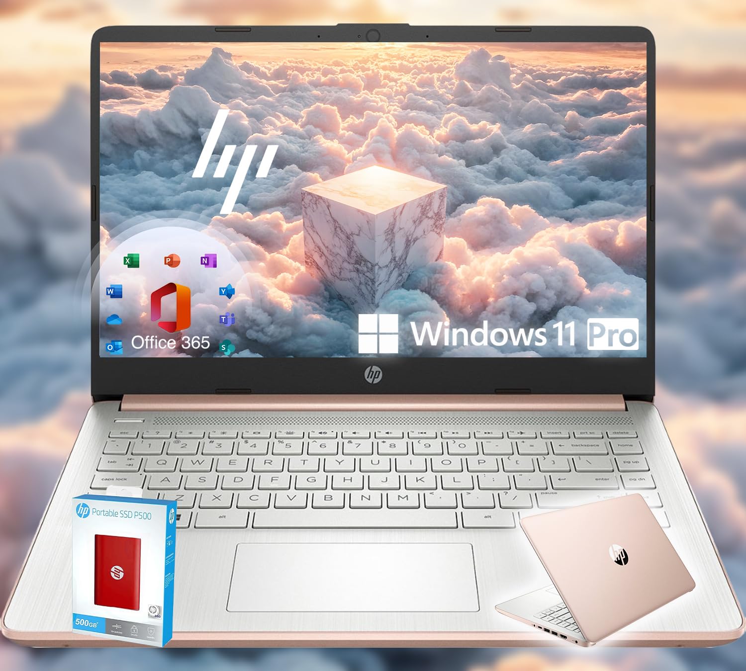 HP 14 Ultrabook • Intel 4-Core CPU • Back to School Limited Edition with Microsoft 365 • 32GB RAM • 1.6TB Storage (128GB OnBoard withHP 512GB P500