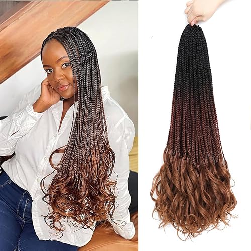 7 paquetes de trenzas de ganchillo rizadas francesas de 24 pulgadas, trenzas de caja de diosa de ganchillo, cabello trenzado francés suave y