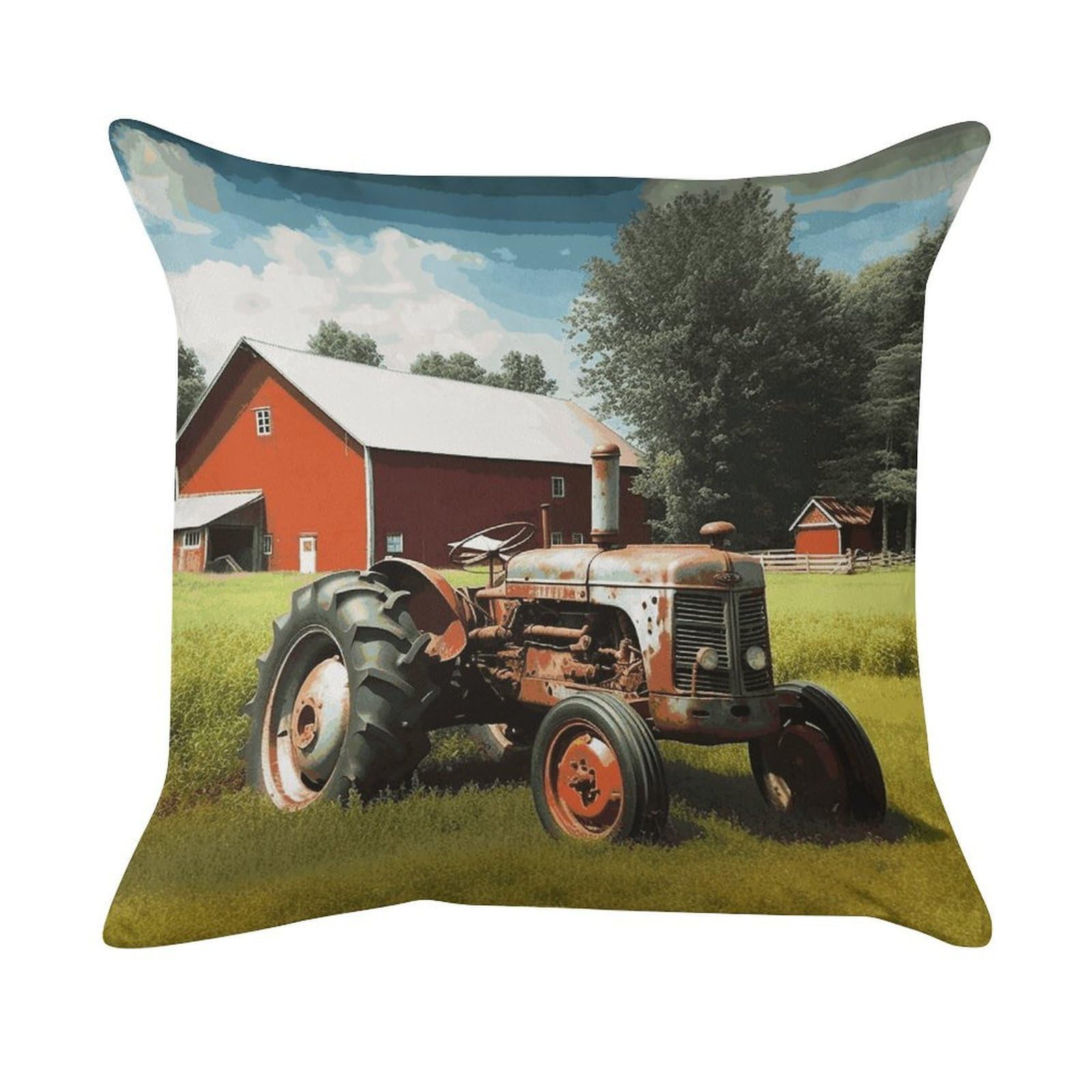 FekiLoot Company Farm Tractor Pillowcase Velvet Throw Pillow Cover Ultra Soft Lumbar Pillow Shells Square Cushion Cases with Zipper Luxury Cozy Pillows Shams for All Seasons