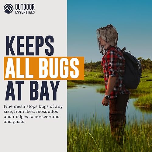 Miniatura 2 de OutdoorEssentials Red para la cabeza de mosquitos, protección facial contra mosquitos, mosquitos, mosquitos mientras pesca o acampa, protección de