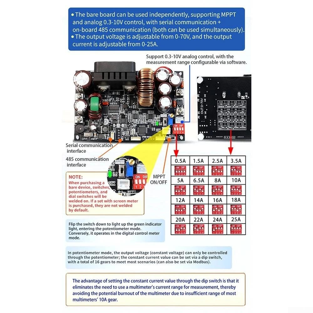 Régulateur de tension CC 25 A MPPT fonction solaire