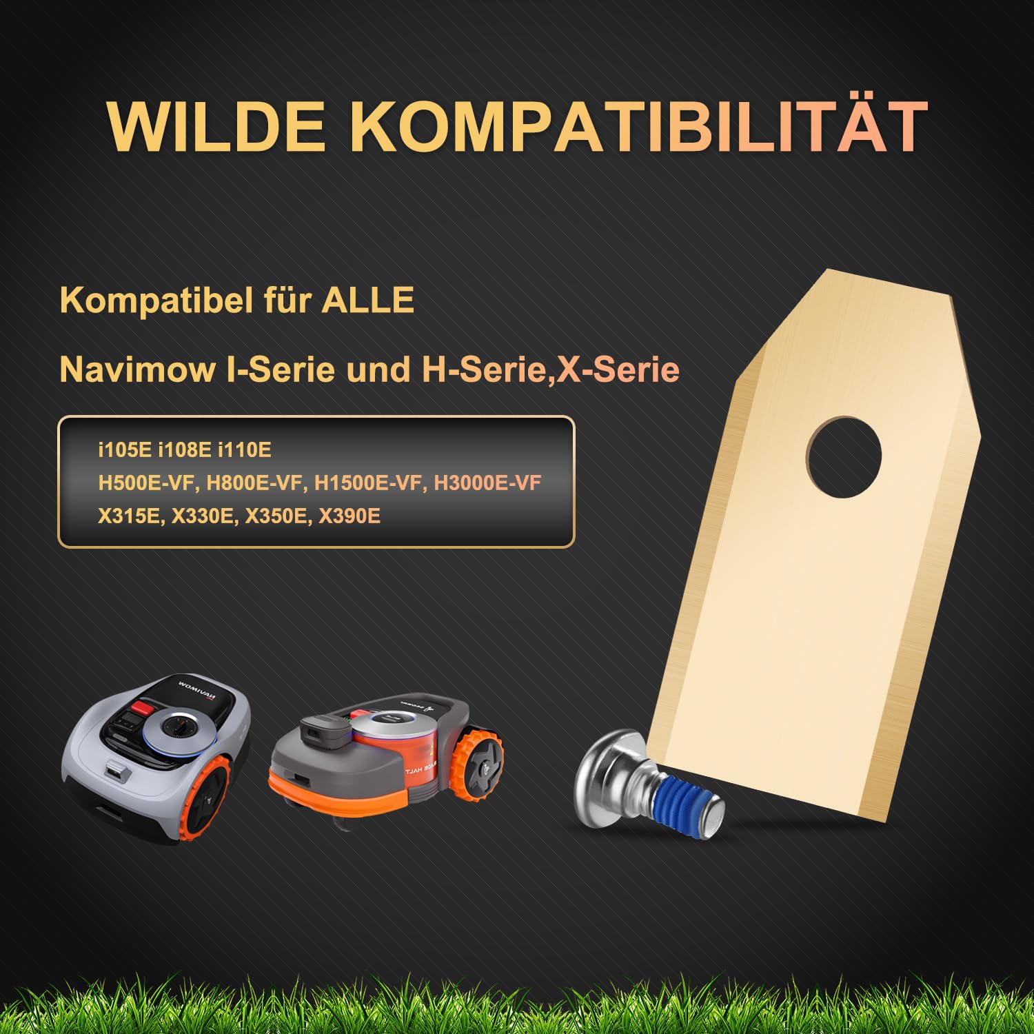 36 Stück Ersatzklingen Kompatibel für ALLE Navimow Serie i105E, i110E, H1500E, H3000E-VF, X315E, X390E Mähroboter Klingen, Schrauben mit Gewindesicherung