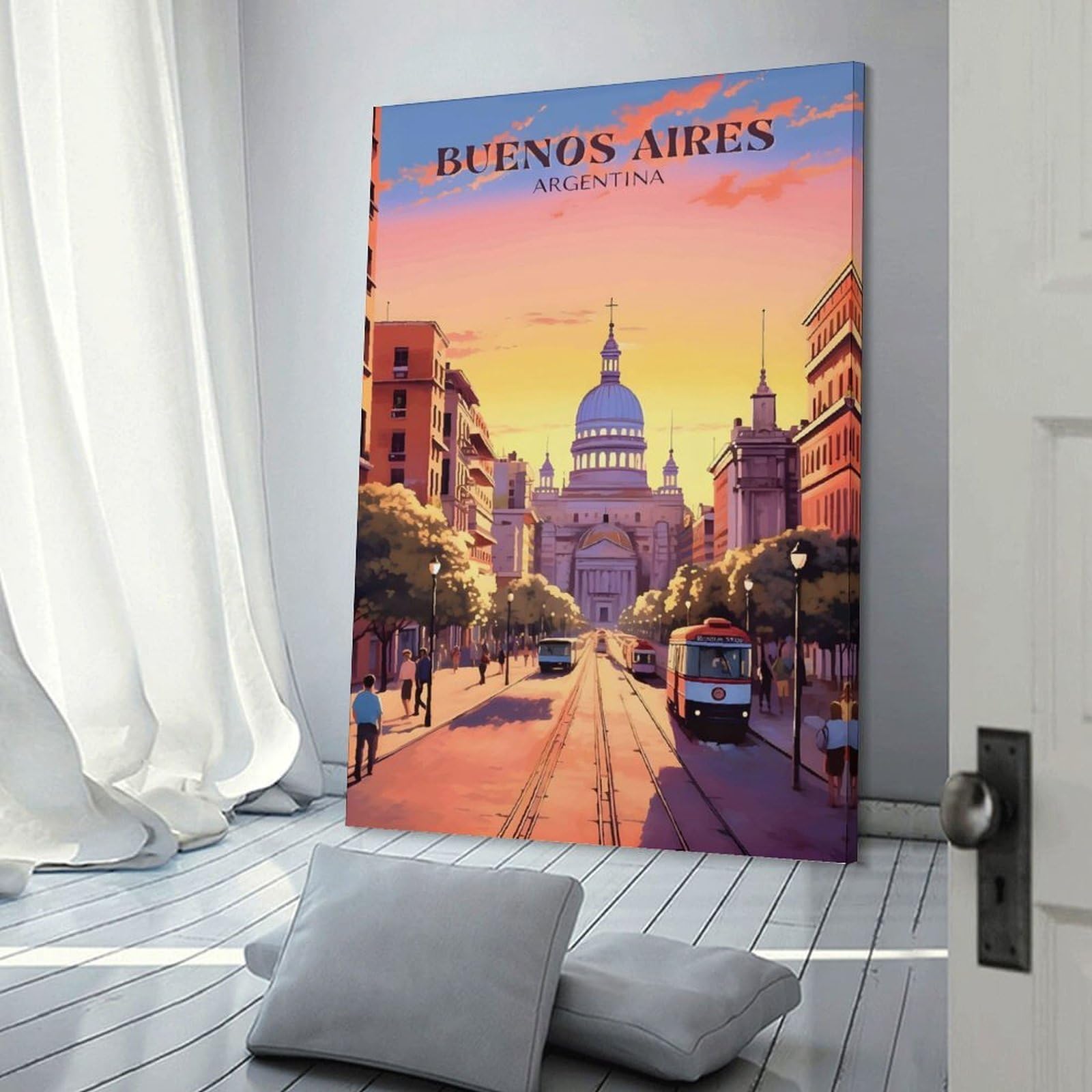 Junmoney Buenos Aires Cityscape Home Decor Wall Art 24x36inch(60x90cm), for Office, Study Or Home Workspace, Home Office Artwork with Decorative Appeal