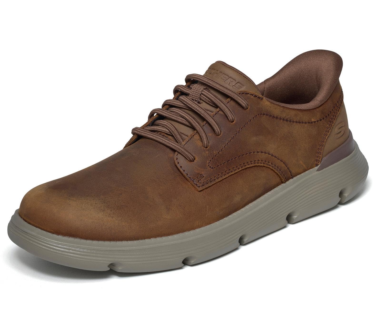 Skechers Slip-ins Duran Men's Leather Shoe - Dark Brown - Size 12