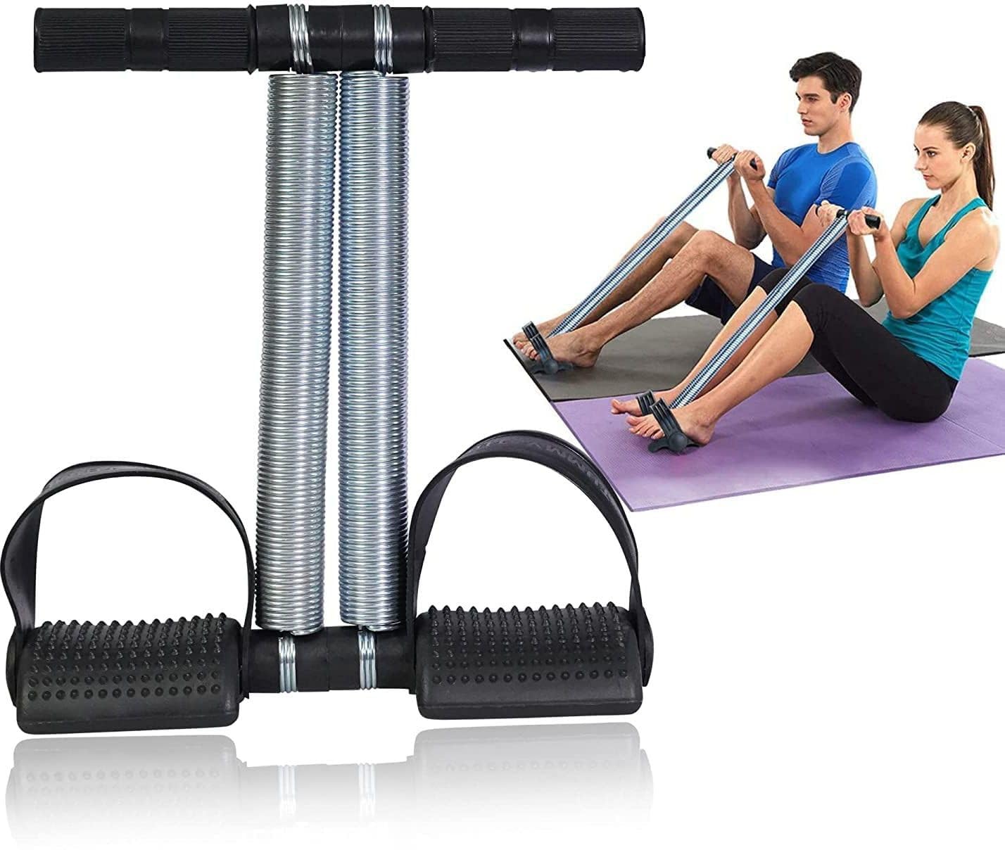 Tummy Trimmer for Abs Workout, Abdominal Exercise Equipment for Men and Women, Home Gym Fitness Machine with Steel Springs, Foot Pedal Resistance Trainer (Black)-picture-29
